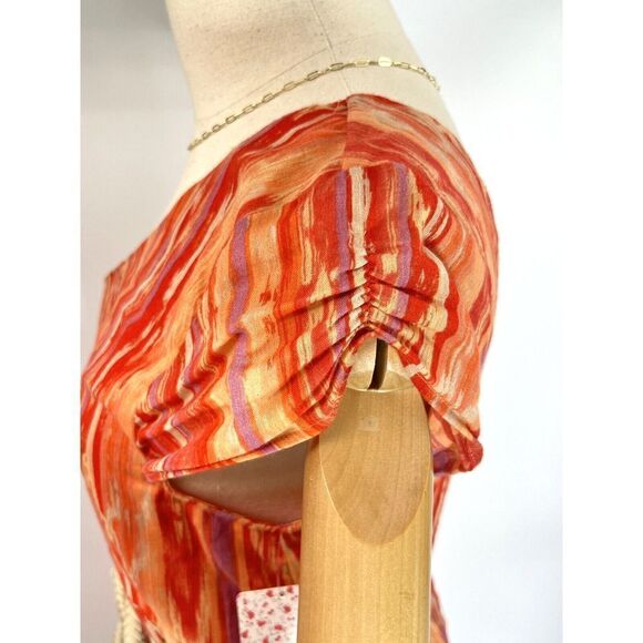 Free People One Shoulder Dress Rope Belt Ruffle Greek Goddess Size M NEW - Picture 13 of 16